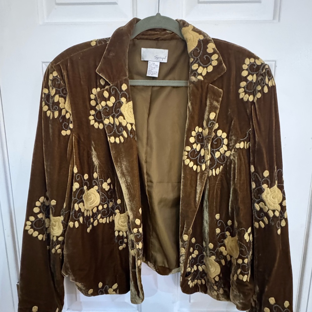 Spiegel Brown Velvet Floral Blazer